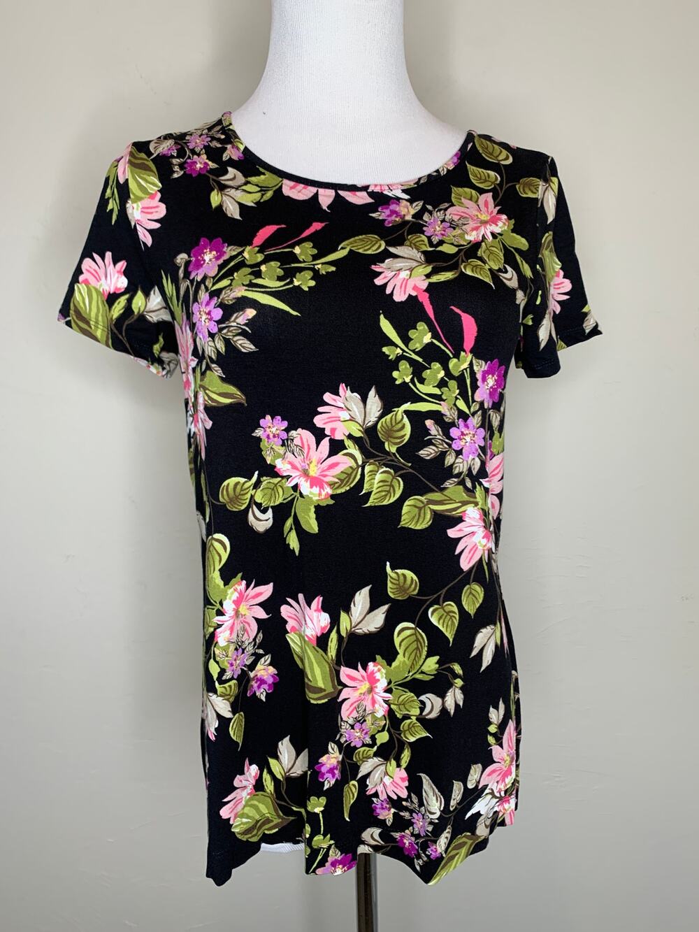 J Jill Floral Tropical T Shirt Blouse Sz XS